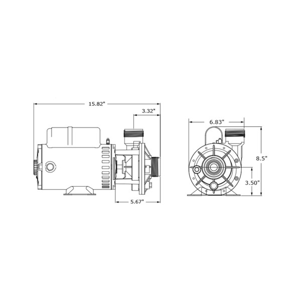 Pump, Aqua-Flo FMHP, 1.5HP, SD, 48-Frame, 2-Speed, 230V, 6.8/2.5A, 1-1/2"MBT, Unions : 02115005-1010