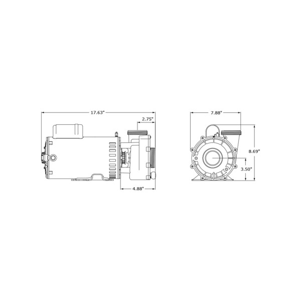 Pump, Aqua-Flo FMXP2e, 3.0HP, SD, 56-Frame, 2-Speed, 230V, 12.0/3.9A, 2"MBT, Unions : 05334012-2040