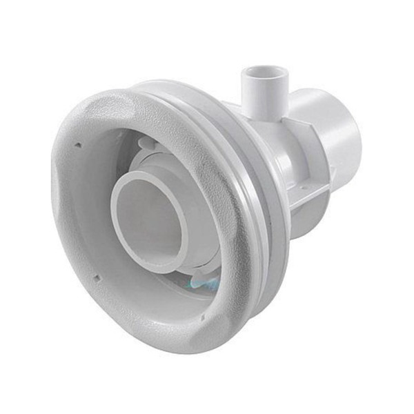 Jet Assembly, Waterway Old Faithful, Straight Body, 2"S Water x 1/2"S Air, White w/ Stainless Escutcheon : 210-3920S