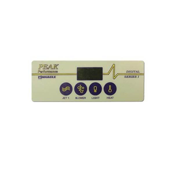Overlay, Spaside, Pinnacle PCU, 4-Button, Jets-Blower, Light-Temp, For PP-102 : OL-1501A
