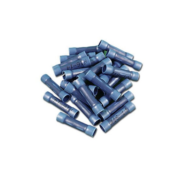Wire Terminals, Butt Splice, 16-14 Gauge, Blue, 25 Pack : 1650