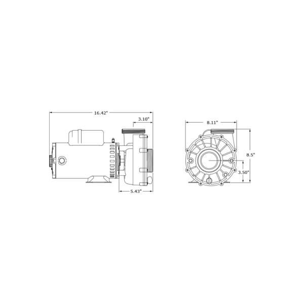 Pump, Aqua-Flo FMXP3, 4.0HP, SD, 56-Frame, 2-Speed, 230V, 15.0/4.5A, 2-1/2"MBT, Includes Unions : 08342761-2041