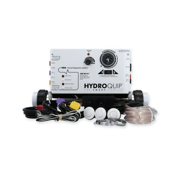 Control System, Air, HydroQuip CS6009US1 Slide , Conv. 1.4/5.5kW, Pump1, Blower or P2, Light, w/ Time Clock : CS6009-US1