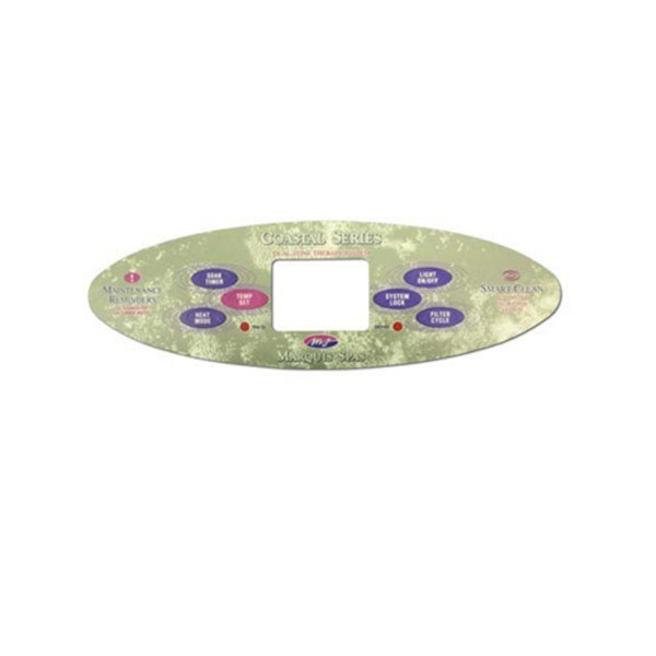 Overlay, Spaside, Marquis Balboa MTS97/99, Serial Standard, Oval, 6-Button, Soak Timer,Temp Set-System Lock : 650-0493