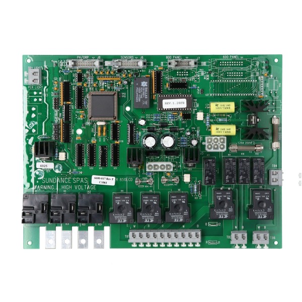 Circuit Board, Sundance 850 LCD, Rev 1.28FB, 1995-1996, 1 or 2 Pump, "Perma Clear", w/Circ Pump : 6600-017