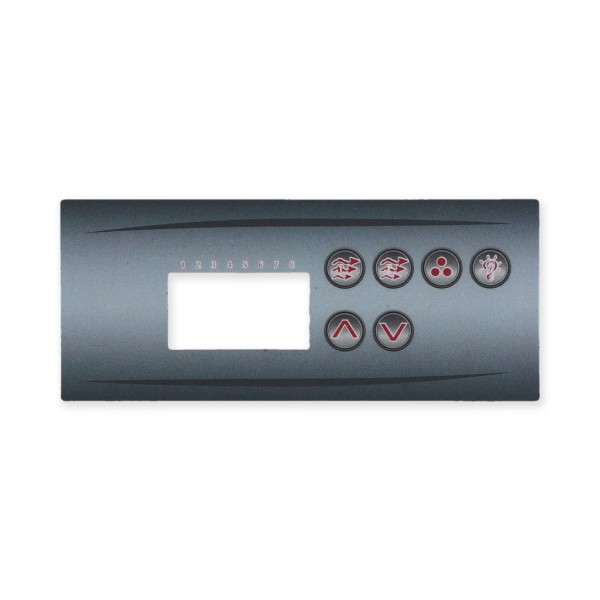 Overlay, Spaside, HydroQuip ECO-3, 6-Button, Pump1-Pump2-Blower/Aux, For 34-0197 : 80-0203