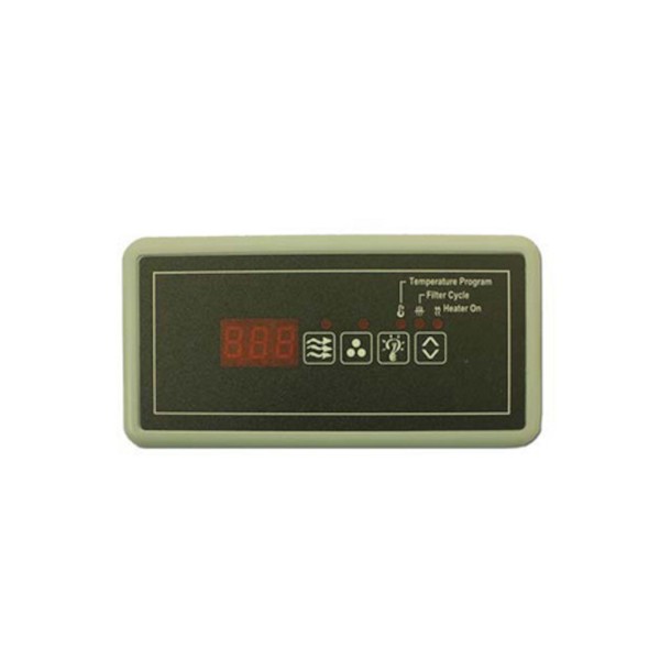 Spaside Control, HydroQuip Eco-6, Small Rectangle, 4-Button, LED, Pump1-Blower/Aux-Light-Temp : 34-0208