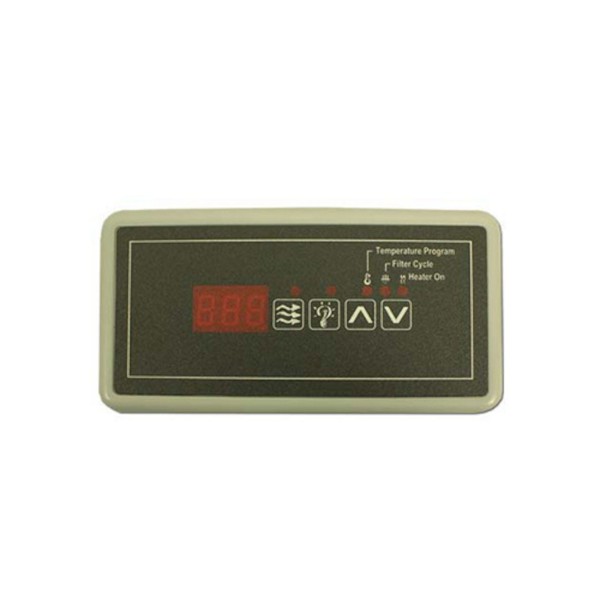Spaside Control, HydroQuip Eco-5, Small Rectangle, 4-Button, LED, Pump1-Light-Up-Down : 34-0207