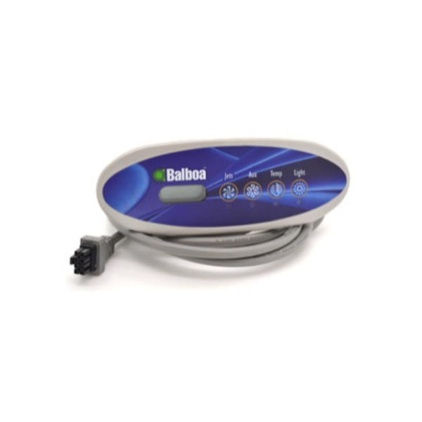 Spaside Control, Balboa ML240, Oval, 4-Button, LCD, Jets-Aux-Temp-Light, Gray Bezel : 54326