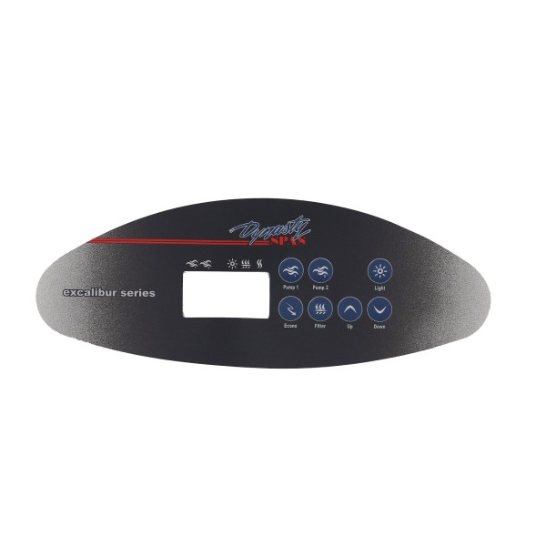 Spa Side Overlay, Dynasty, TSC-47 Tri-Oval, Excaliber Logo, SSPA-MP, 7BTN, LCD, 2 Pump Used w/ Spaside P/N 10702 : 10006