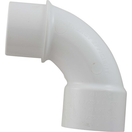 90 Elbow, Sweep, Waterway, 1-1/2" Slip x 1-1/2" Spigot : 411-9100