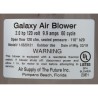 Blower, Air Supply Galaxy V2, 2.0hp, 115v, 9.9A, Hardwire : 6520131