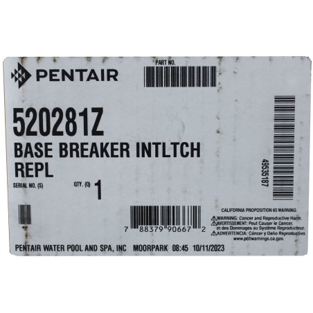 Breaker Base, Pentair IntelliTouch Load Center, 4/8 Position : 520281Z