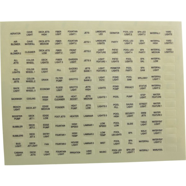 Label, Pentair, IntelliTouch®, Outdoor Ctrl Panel, Set of 10 : 520283