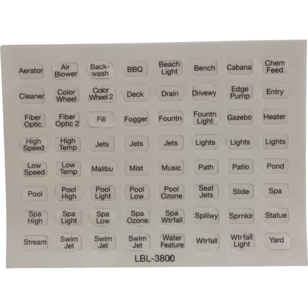 Label, Pentair, Compool, Indoor Control Panel, CP3800 : LBL3800