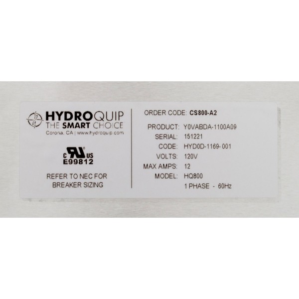 Control, Hydro-Quip CS800-A2, P1, Bl, 115v, 1.1kW, GFCI Cord : CS800-A2