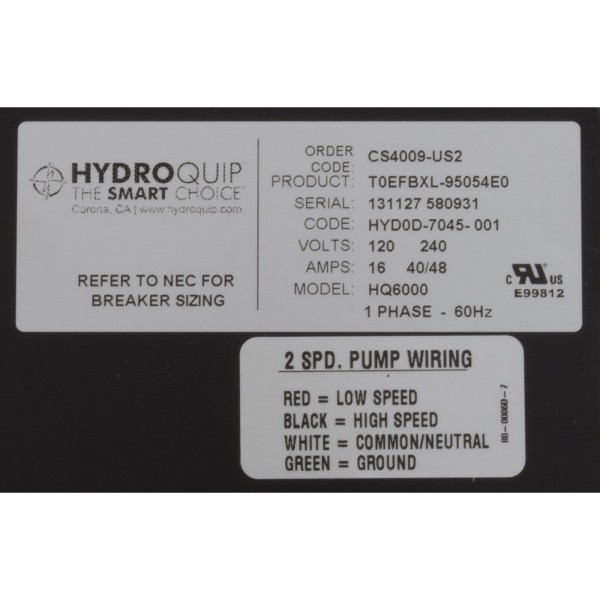 Control, Hydro-Quip CS4009-US2, P1, P2, Bl, Oz, 115v/230v, 5.5kW : CS4009-US2