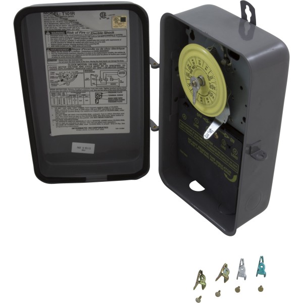 Time Clock, Intermatic T101R, 24 hr, 115v, SPST, with Case : T101R