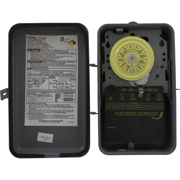 Time Clock, Intermatic T101R, 24 hr, 115v, SPST, with Case : T101R