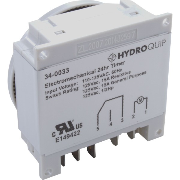 Timer, Grasslin Repl, SPDT, Panel Mount, 115v, w/override, 24hr : 34-0033-K