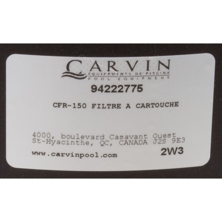 Cartridge Filter, Carvin CFR-150, 150sqft, 150gpm, 2"fpt : 94222775