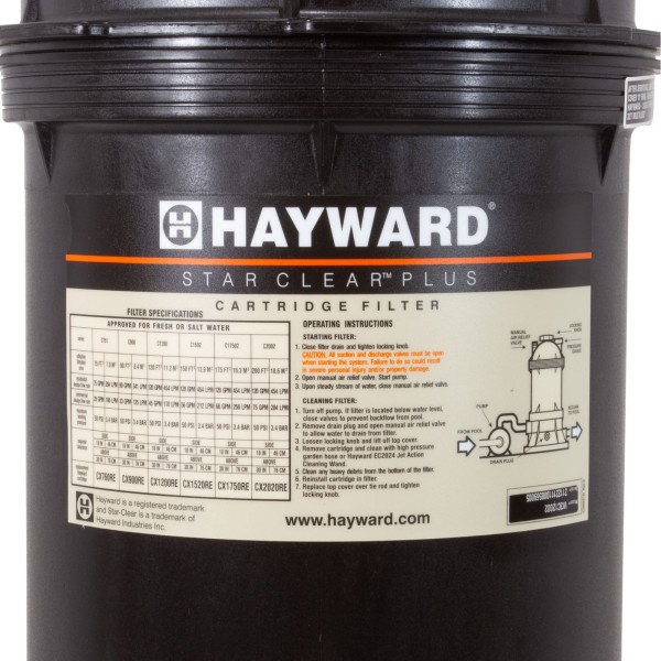 Cartridge Fltr, Hayward StarClear Plus, Inline, 120sqft, 2"fpt : W3C12002