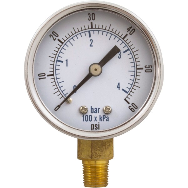 Pressure Gauge, 1/8"mpt, 0-60psi, Bottom Mount, Generic :