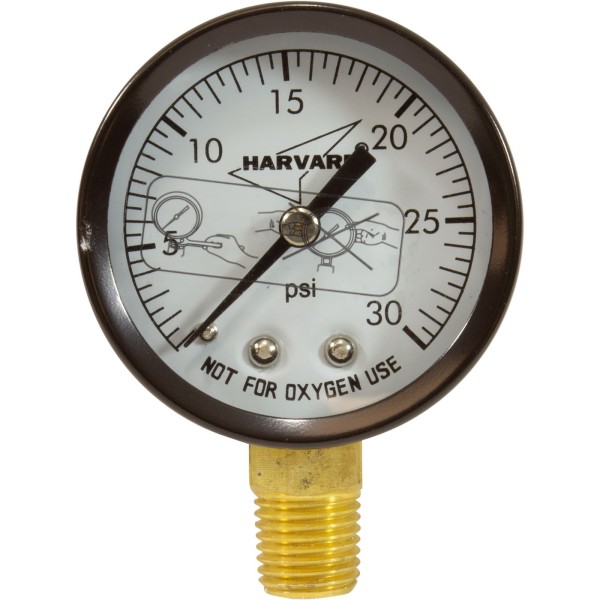 Pressure Gauge, 1/4"mpt, 0-30psi, Bottom Mount, 2"fd, Generic :