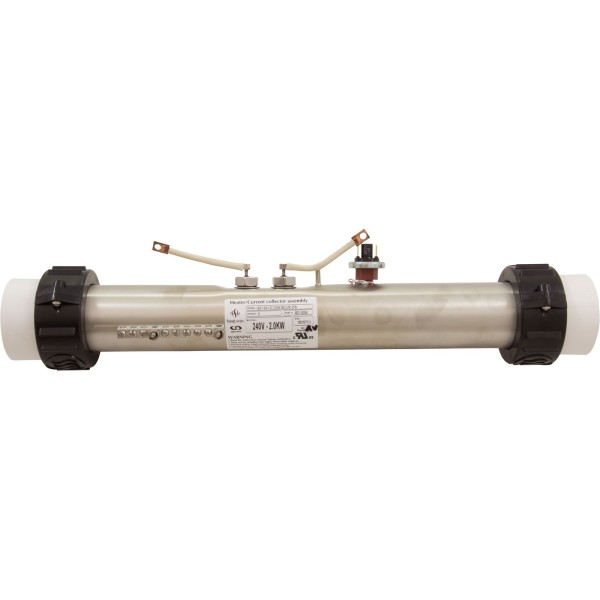 Heater, FloThru, Gecko S-Class, 2.0kW, 15"x2", 230v, w/ PS, OEM : 9920-100340