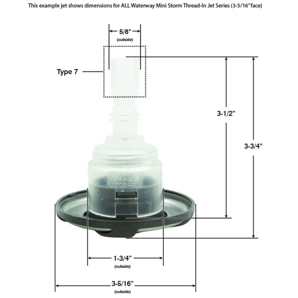 Jet Intl, WW Mini Storm Glo, Swirl, 3-3/16"fd, Dir, SS/DkGry, Thd : 230-8448DSG-TT