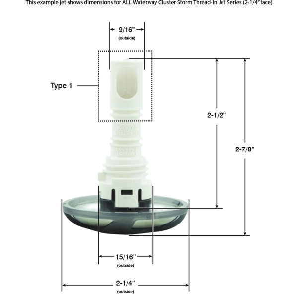 Jet Intl, WW Cluster Storm, Swirl, 2-1/4"fd, Dir, SS/Dk Gry, Thd : 229-1679SM-DSGS
