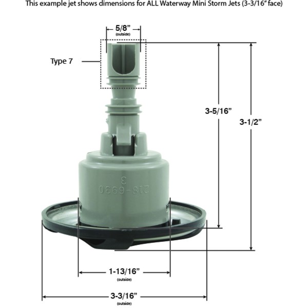 Jet Intl, WW Mini Storm, Swirl, 3-5/16"fd, Dir, SS/Blk, Thd : 229-8441S
