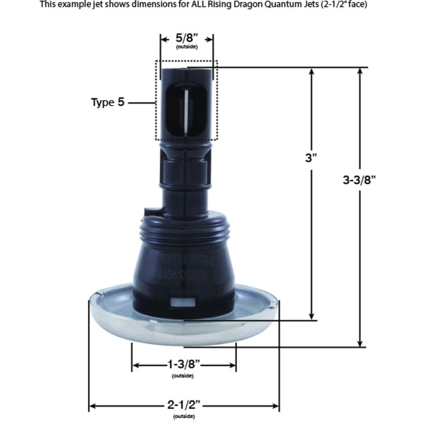 Jet Intl, RD Quantum, 2-1/2"fd, Dir, Smth, SS/Gry, Thd : RD203-2317S