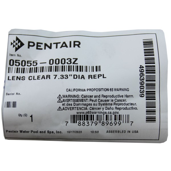 Light Lens, Swimquip Replacement, Clear, 7-5/16"fd : 05055-0003Z