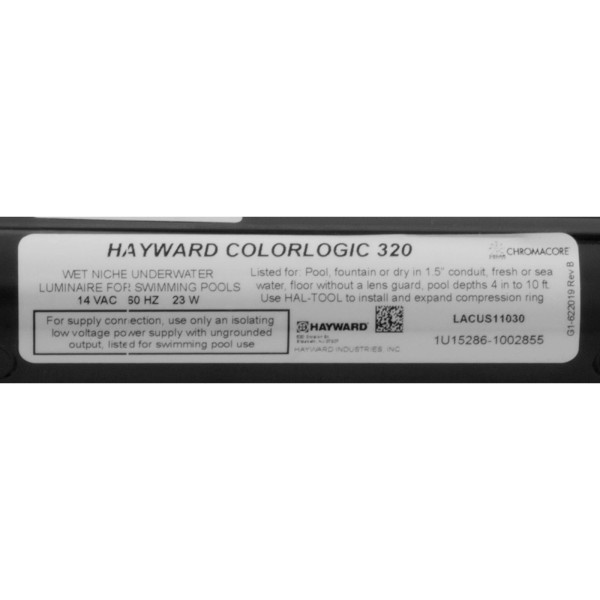 Pool/Spa Light, Hayward Colorlogic 320, LED, 1.5", 12V, 30ft : LACUS11030
