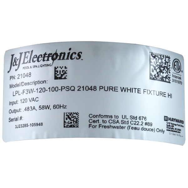 Pool Light, PureWhite LED, 115V, 58W, 100ft, 500W Equivalent, SQ : LPL-F3W-120-100-PSQ