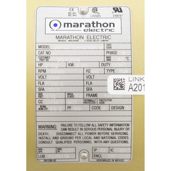 Motor, Pentair C Series, 7.5hp, 200v/208v, 1-Phase : 357207S