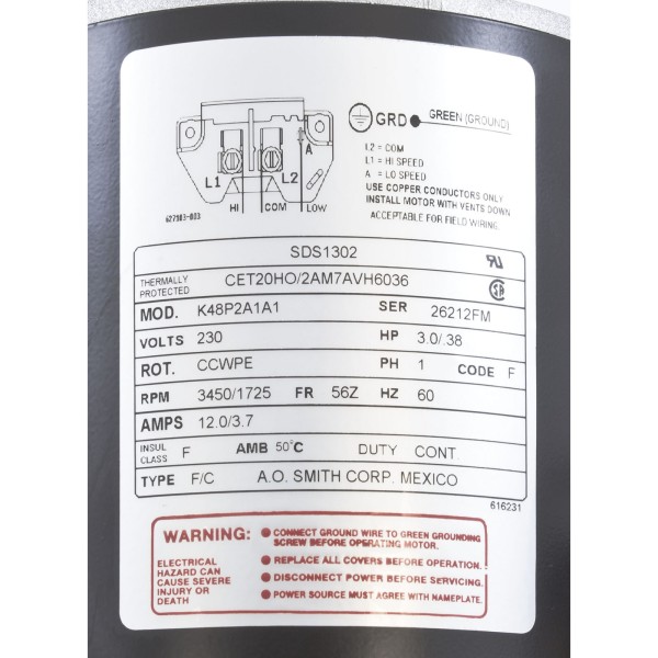 Motor, Century, 3.0 Horsepower, 230v, 2 Speed, 48 Frame : SDS1302