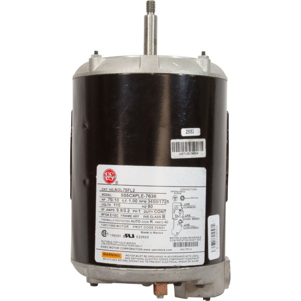 Motor, US Motor/WW, 0.75hp, 115v, 2-Speed, 48 Frame : EZBN36