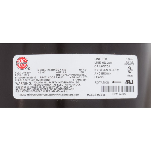Fan Motor, Hayward HeatPro, 1/3 Horsepower : HPX11031134