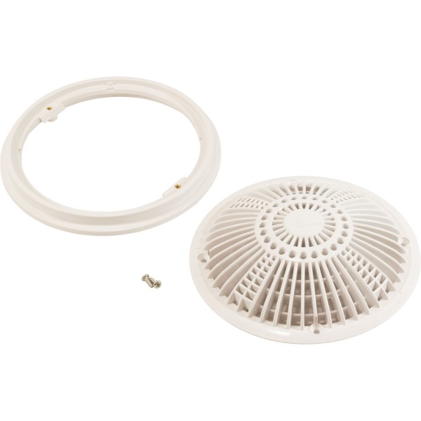 Main Drain Cover & Frame, Waterway Tru Flo 8", White, VGB : 640-1800 V