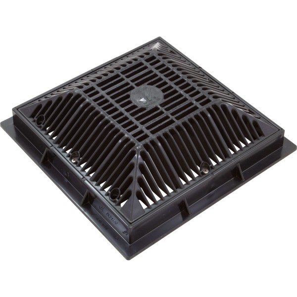 Main Drain Grate, Waterway, 9"x 9", with Frame (2011) , Black : 640-4791 V