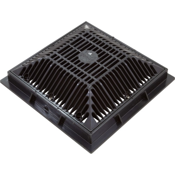Main Drain Grate, Waterway, 9"x 9", with Frame (2011) , Black : 640-4791 V