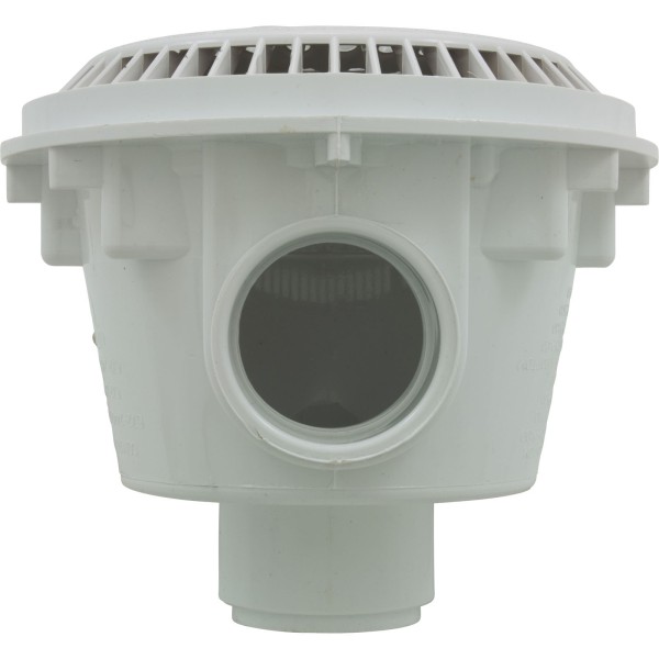 Main Drain, WW Anti Vortex, 8" Round, Gun, 2"s, Side, White : 640-2520 V