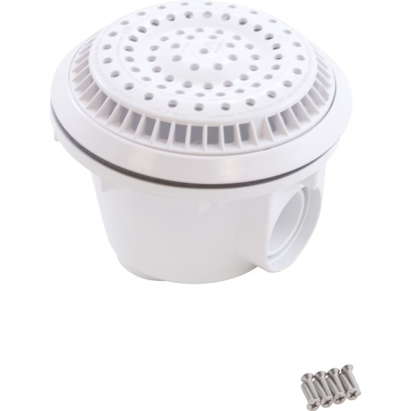 Main Drain, WW Anti Vortex, 8" Rnd, Vinyl, 1-1/2"s, White : 640-2660 V