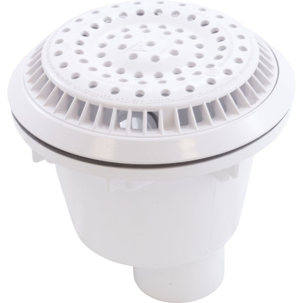 Main Drain, WW Anti Vortex, 8" Rnd, Vinyl, 1-1/2"s, White : 640-2660 V