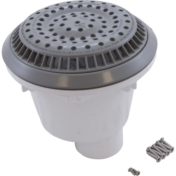Main Drain, WW Anti Vortex, 8" Rnd, Vinyl, 1-1/2"s, Gray : 640-2667 V