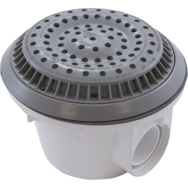 Main Drain, WW Anti Vortex, 8" Rnd, Vinyl, 1-1/2"s, Gray : 640-2667 V