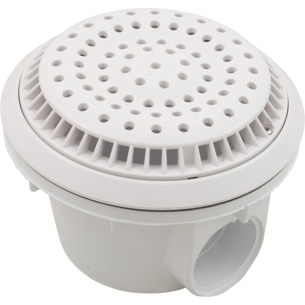 Main Drain, WW Anti Vortex, 8" Rnd, Vinyl, 2"s, White : 640-2750 V