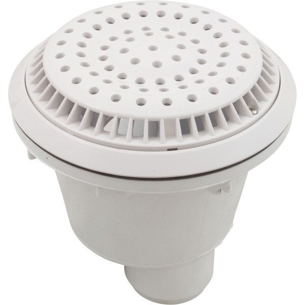Main Drain, WW Anti Vortex, 8" Rnd, Vinyl, 2"s, White : 640-2750 V
